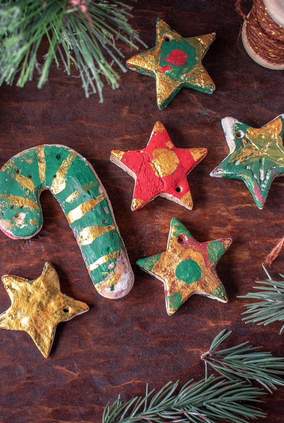 hand painted christmas salt dough ornaments